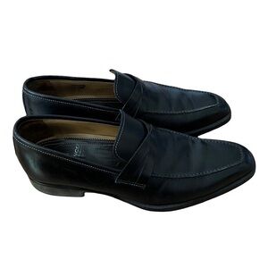 DI Bianco Mens Genuine leather Loafers Size 8 Black Dress Shoes Italian Derby